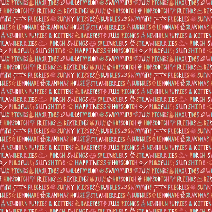 Hopscotch and Freckles Sunny Kisses Red HF219010 by Lori Woods for Poppie Cotton (sold in 25cm increments)