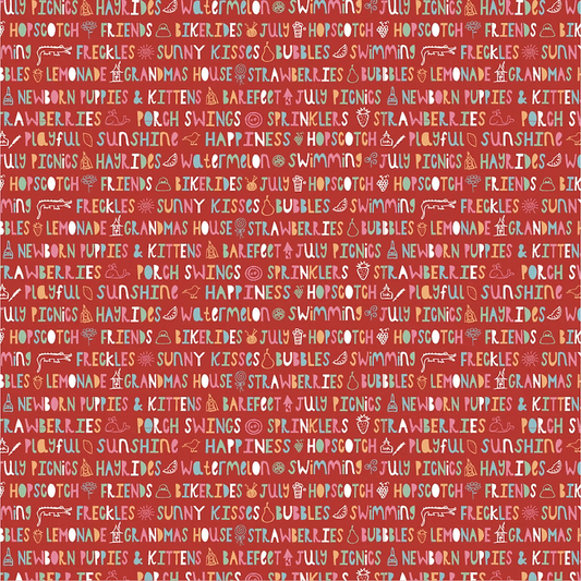 Hopscotch and Freckles Sunny Kisses Red HF219010 by Lori Woods for Poppie Cotton (sold in 25cm increments)
