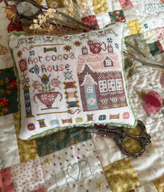 Hot Cocoa House Cross Stitch Pattern Pansy Patch Quilts and Stitchery