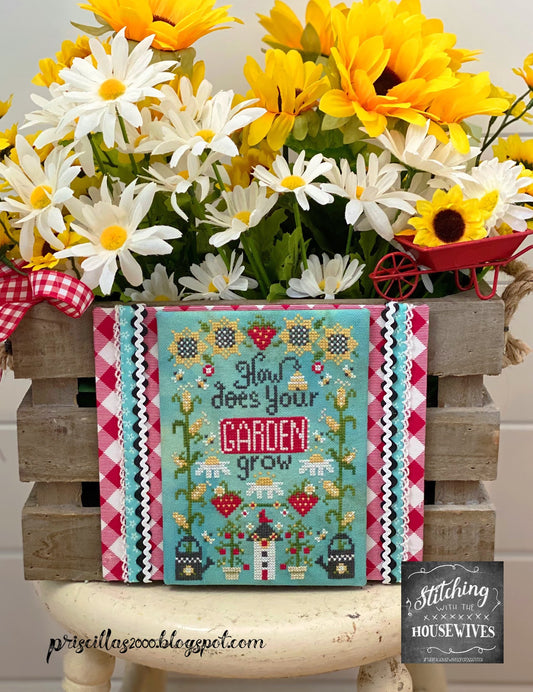 How Does your Garden Grow Cross Stitch Pattern Stitching with the Housewives