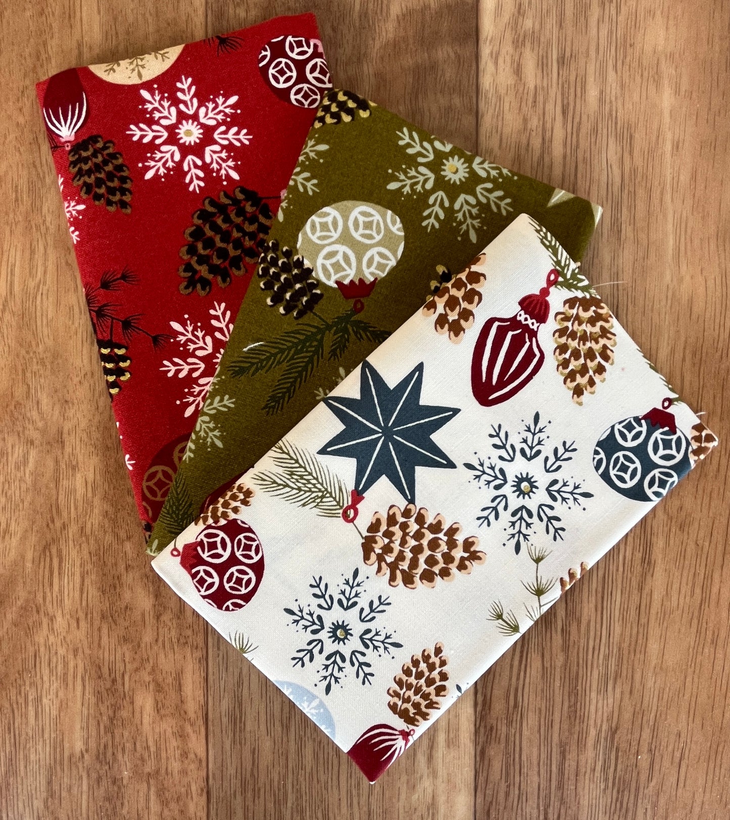 Old World Yuletide Metallic Branch Baubles Fat Eighth Bundle by Fancy That Design House for Moda Fabrics