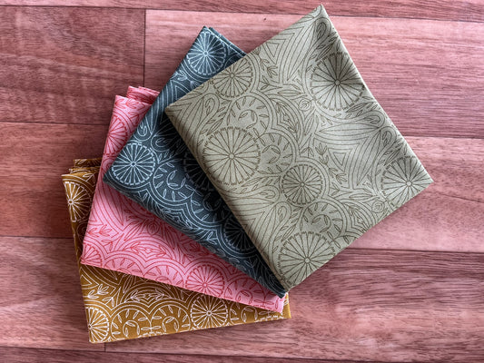 Imaginary Flowers Damask Fat Quarter Bundle by Gingiber for Moda fabrics