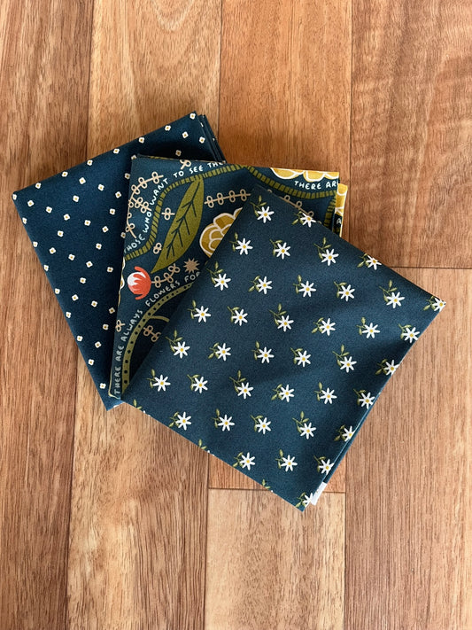 Imaginary Flowers Blues Fat Quarter Bundle by Gingiber for Moda fabrics