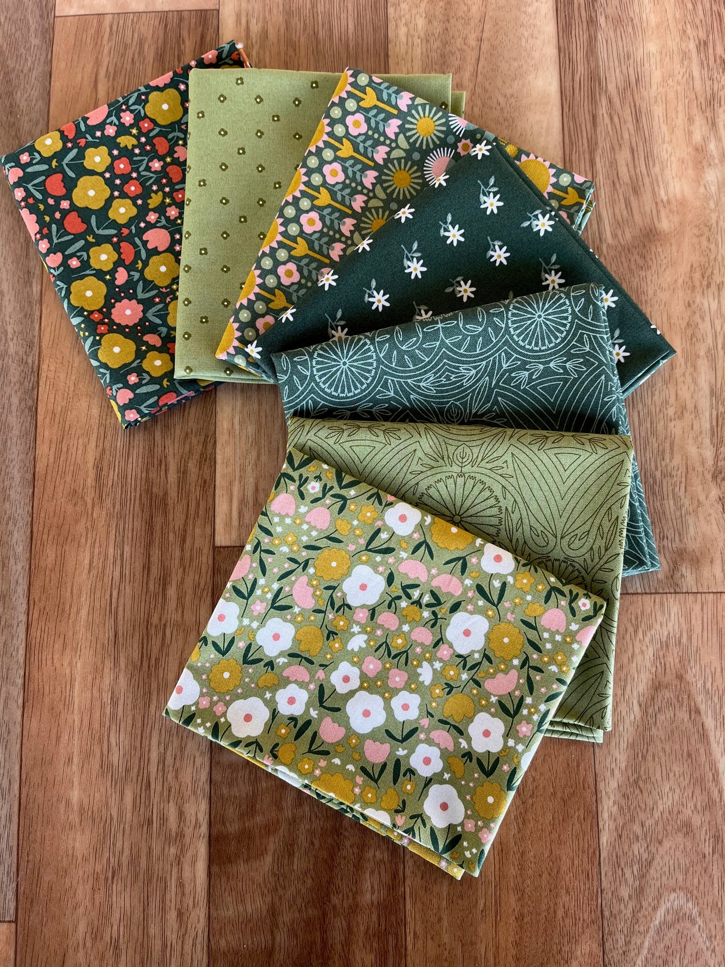 Imaginary Flowers Greens Fat Quarter Bundle by Gingiber for Moda fabrics