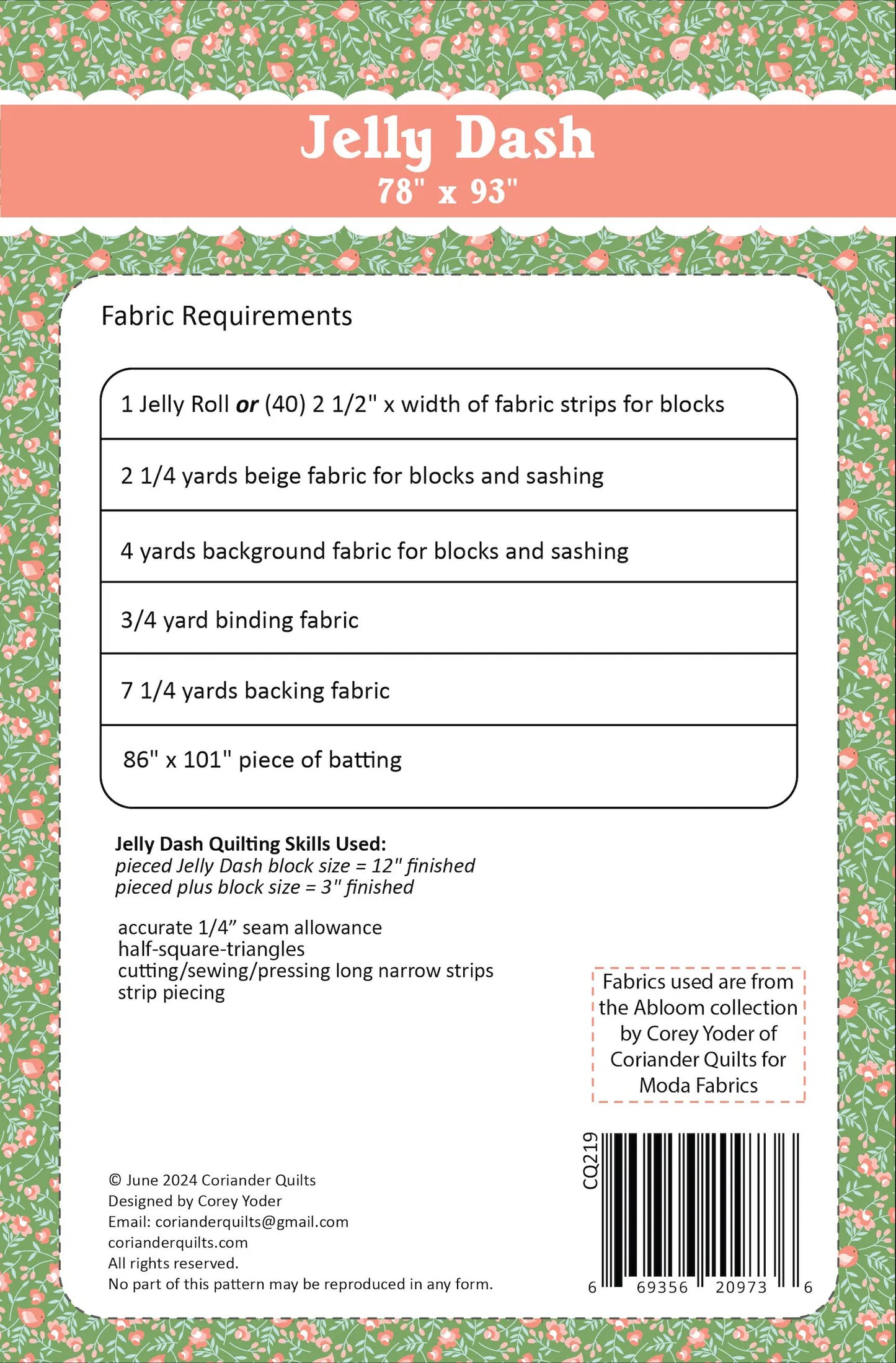 Jelly Dash Quilt Pattern by Corey Yoder of Coriander Quilts