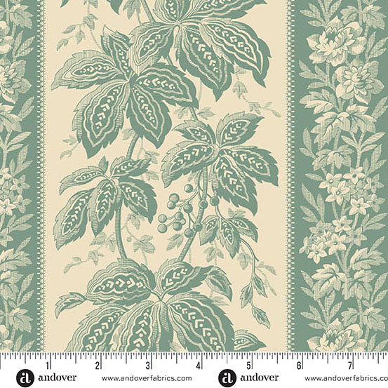 Jingle Bell Holiday Vine Vintage Blue A10344B by Laundry Basket Quilts for Andover (sold in 25cm increments)