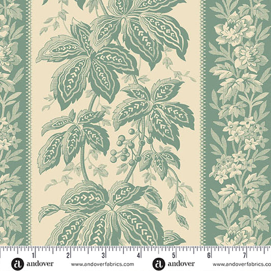Jingle Bell Holiday Vine Vintage Blue A10344B by Laundry Basket Quilts for Andover (sold in 25cm increments)