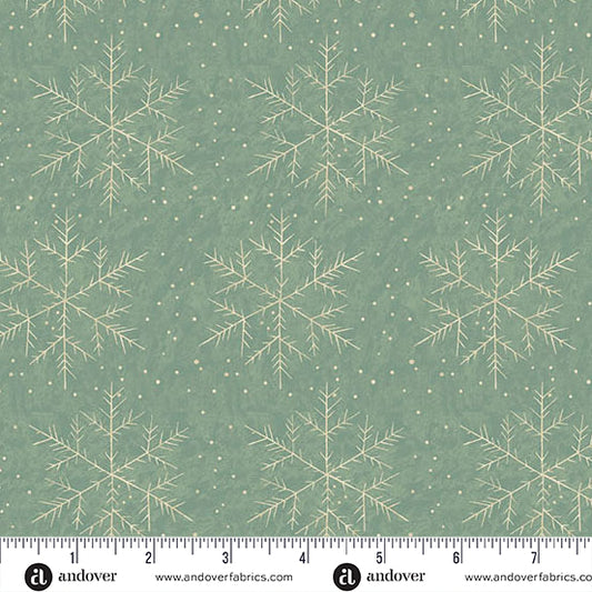 Jingle Bell Snowfall Vintage Blue A10346B by Laundry Basket Quilts for Andover (sold in 25cm increments)