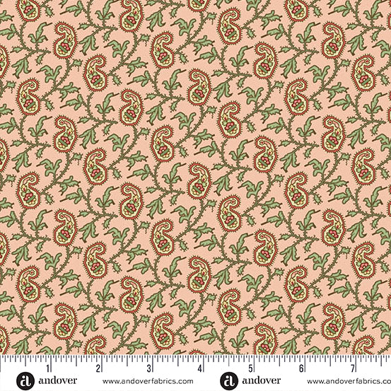 Jingle Bell Paisley Vine Candy A10348E by Laundry Basket Quilts for Andover (sold in 25cm increments)