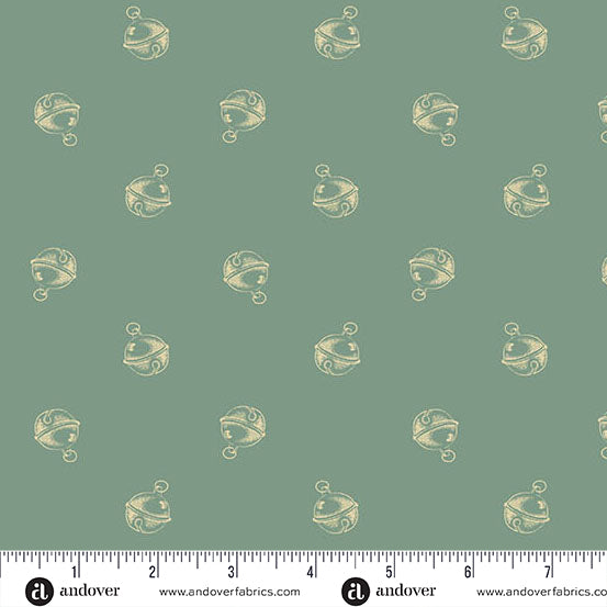 Jingle Bell Vintage Blue A10352B by Laundry Basket Quilts for Andover (sold in 25cm increments)