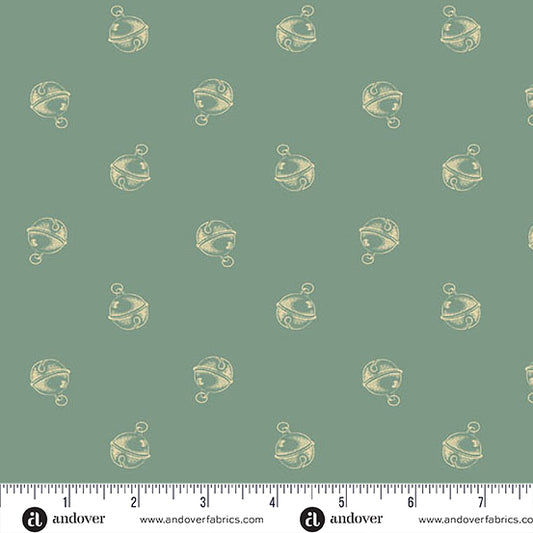 Jingle Bell Vintage Blue A10352B by Laundry Basket Quilts for Andover (sold in 25cm increments)