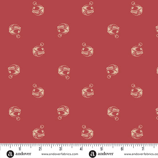 Jingle Bell Cranberry A10352R by Laundry Basket Quilts for Andover (sold in 25cm increments)