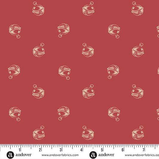 Jingle Bell Cranberry A10352R by Laundry Basket Quilts for Andover (sold in 25cm increments)