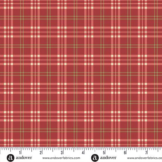 Jingle Bell Pyjama Plaid Red A10356R by Laundry Basket Quilts for Andover (sold in 25cm increments)