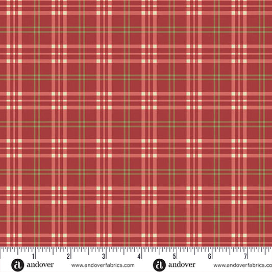 Jingle Bell Pyjama Plaid Red A10356R by Laundry Basket Quilts for Andover (sold in 25cm increments)