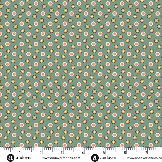Jingle Bell Beads Vintage Blue A10357B by Laundry Basket Quilts for Andover (sold in 25cm increments)