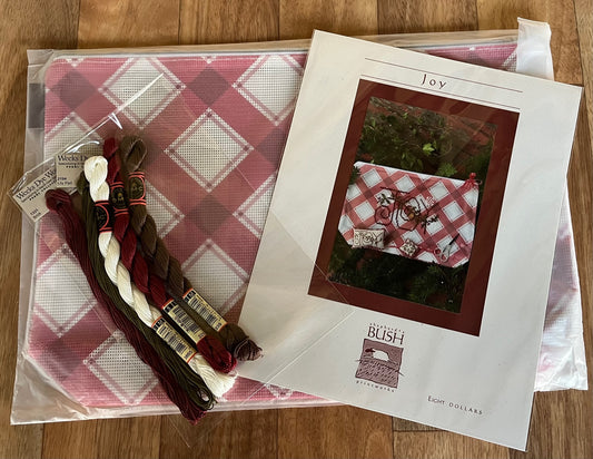 'Joy' Mad for Plaid Bag, Pattern and Threads Cross Stitch Kit