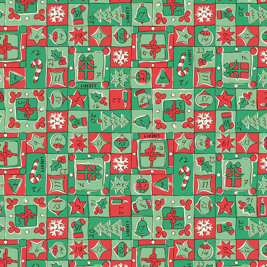 Festive Magic Jolly Countdown LO1667522C by Liberty Fabrics (sold in 25cm increments)