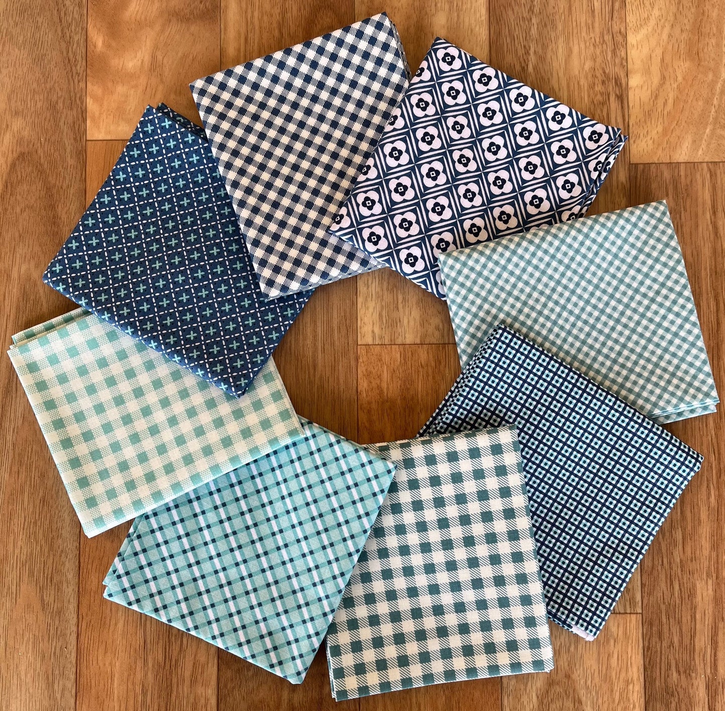 Bee Gingham and Plaids Blues Fat Quarter Bundle by Lori Holt for Riley Blake