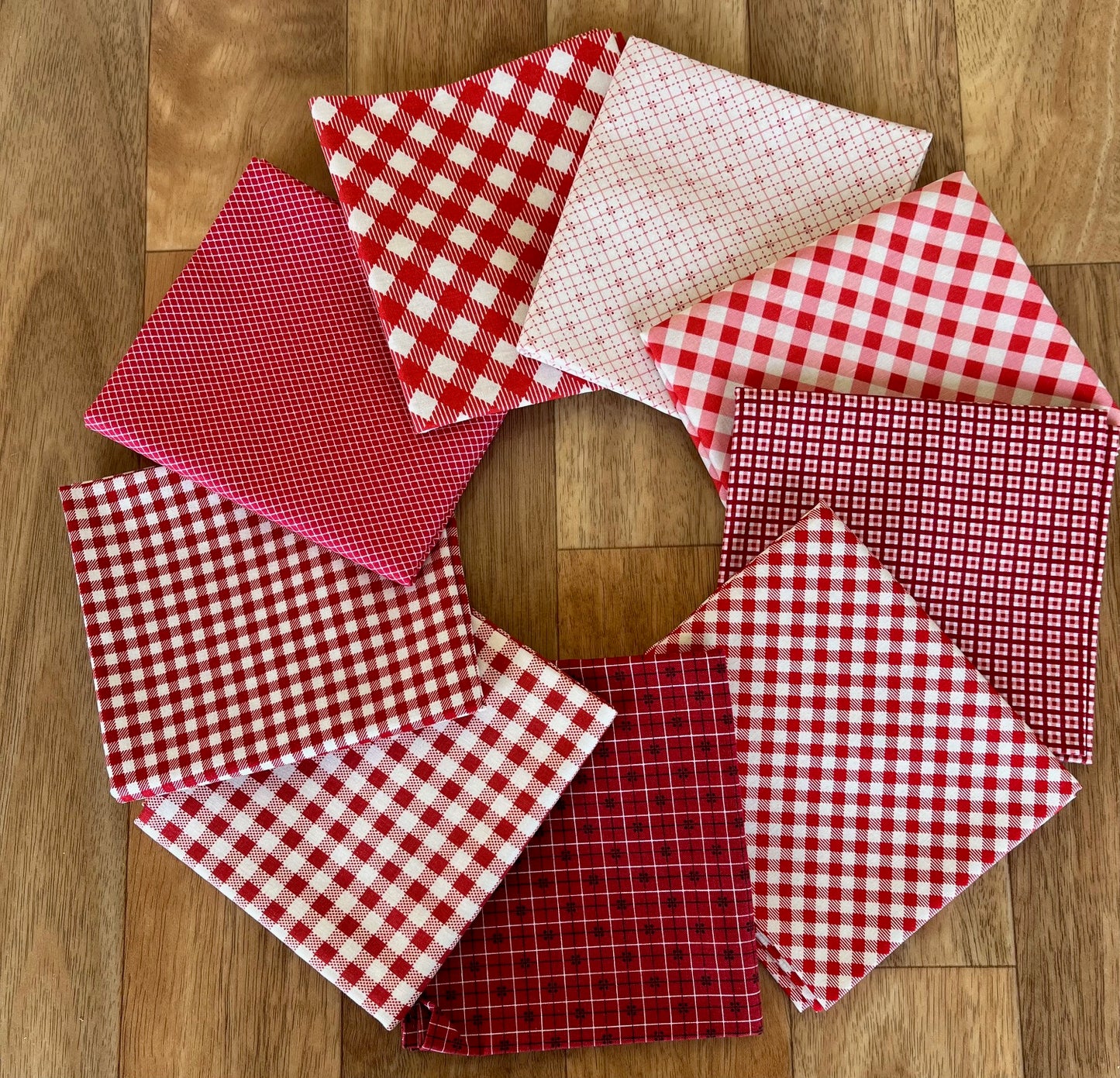 Bee Gingham and Plaids Reds Fat Quarter Bundle by Lori Holt for Riley Blake