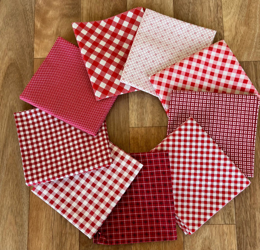 Bee Gingham and Plaids Reds Fat Quarter Bundle by Lori Holt for Riley Blake