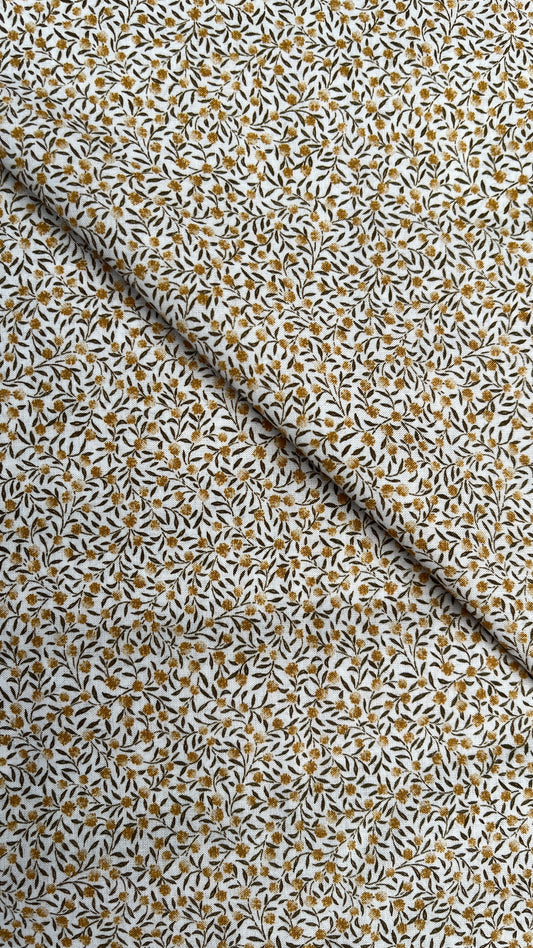 Green Stems with Yellow Flowers Voile PV130031 by La Ta Te (sold in 25cm increments)