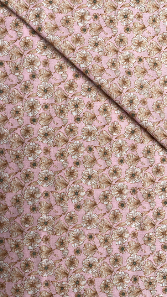 Large Pink Flowers Voile PV131031 by La Ta Te (sold in 25cm increments)