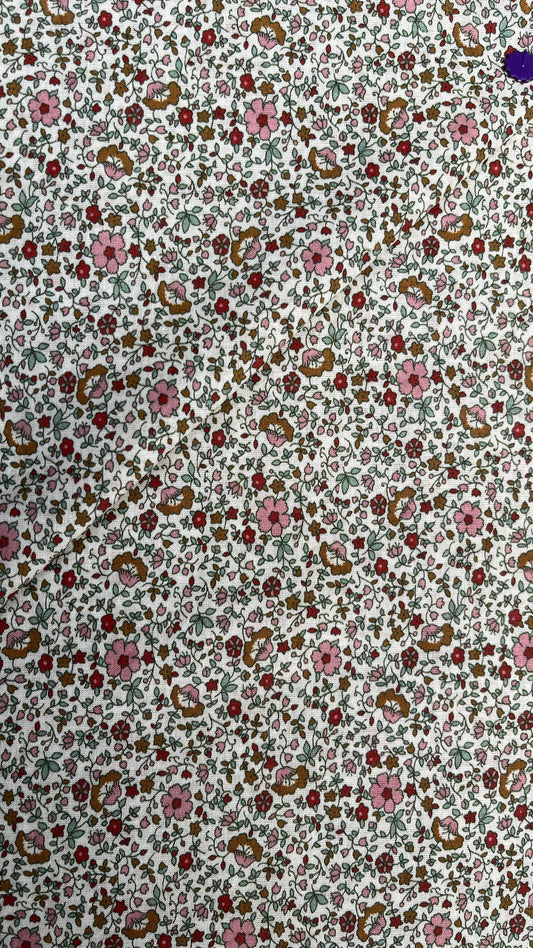 Assorted Pink Flowers on White Voile PV132031 by La Ta Te (sold in 25cm increments)