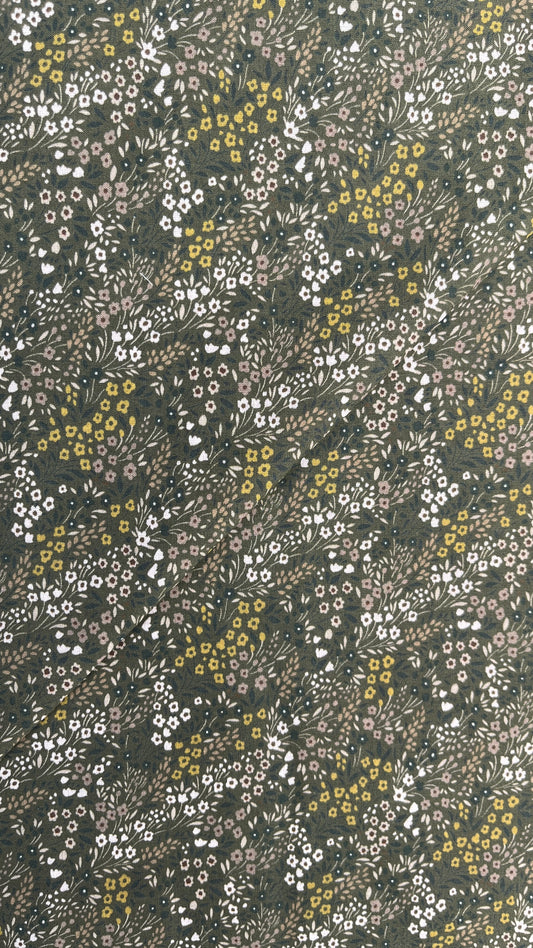 Multi Florals on Green Voile PV135035 by La Ta Te (sold in 25cm increments)