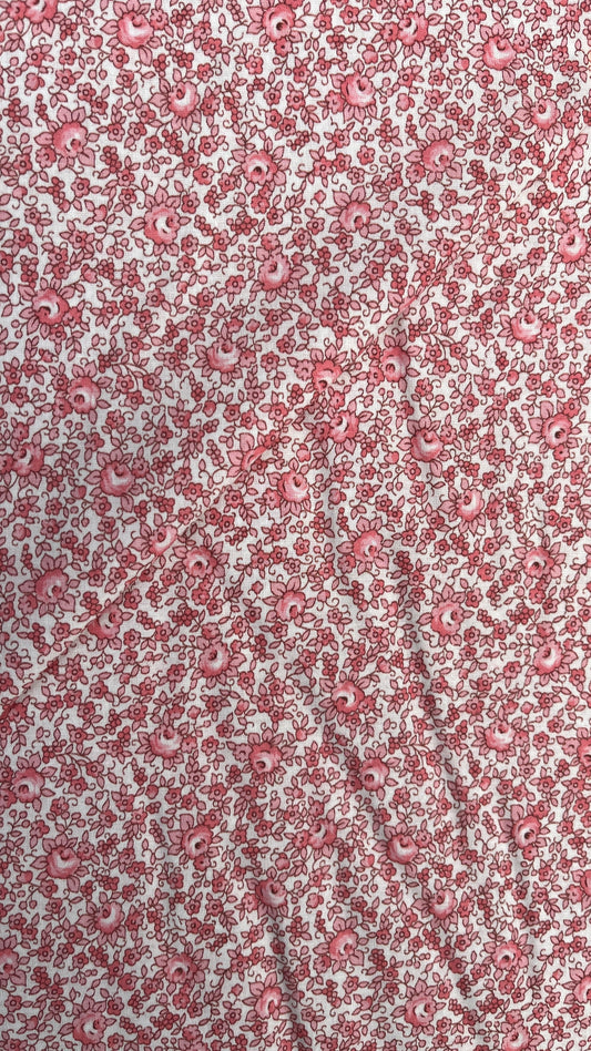 Pink Flowers on White Voile PV138032 by La Ta Te (sold in 25cm increments)