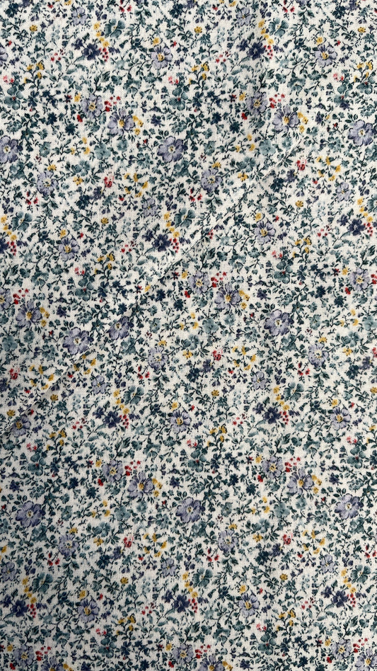 Blue Flowers on White Voile PV139034 by La Ta Te (sold in 25cm increments)