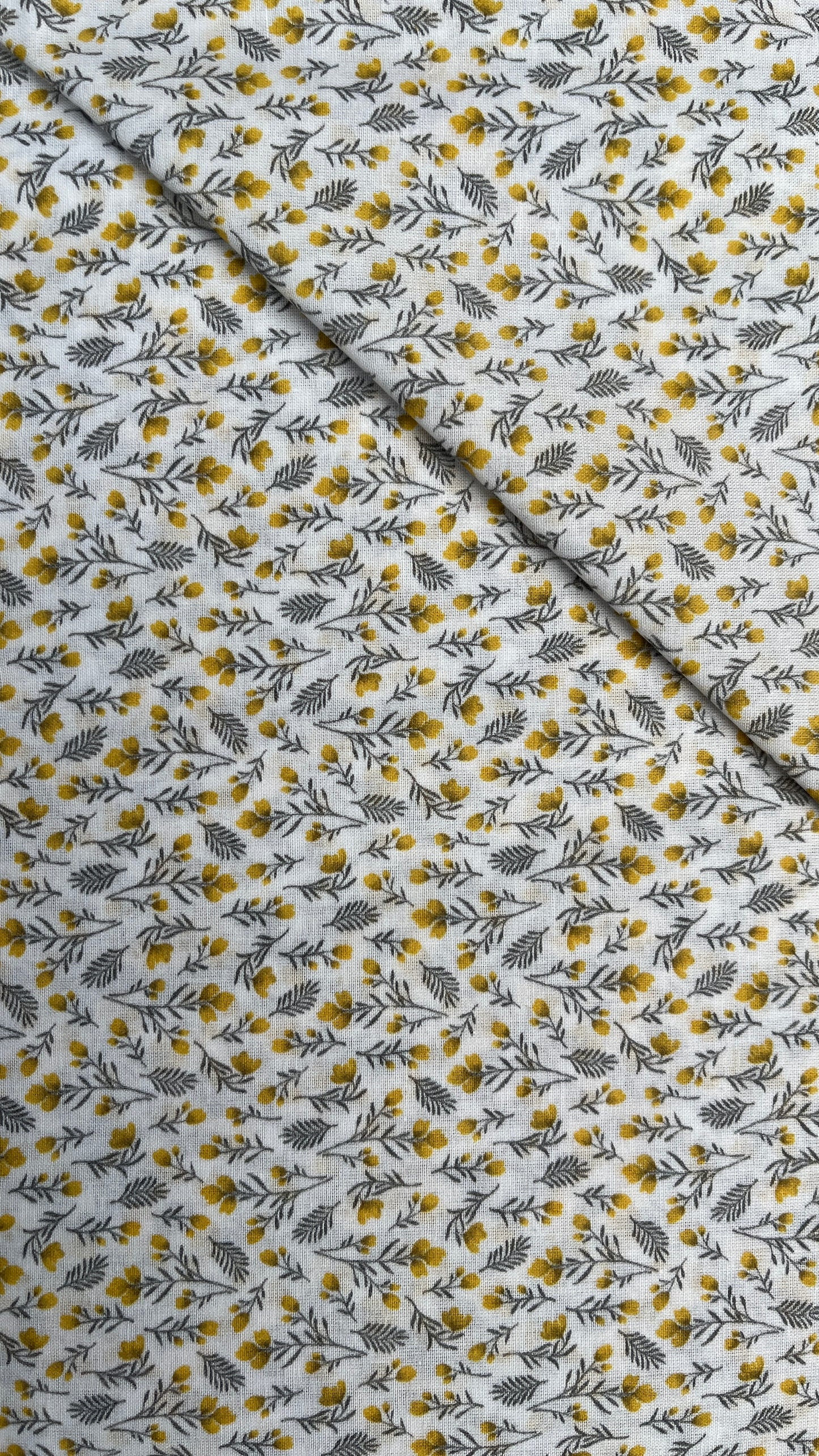 Yellow Flowers and Branches Voile PV150040 by La Ta Te (sold in 25cm increments)