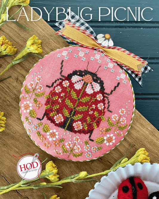 Ladybug Picnic Cross Stitch Pattern by Hands on Design