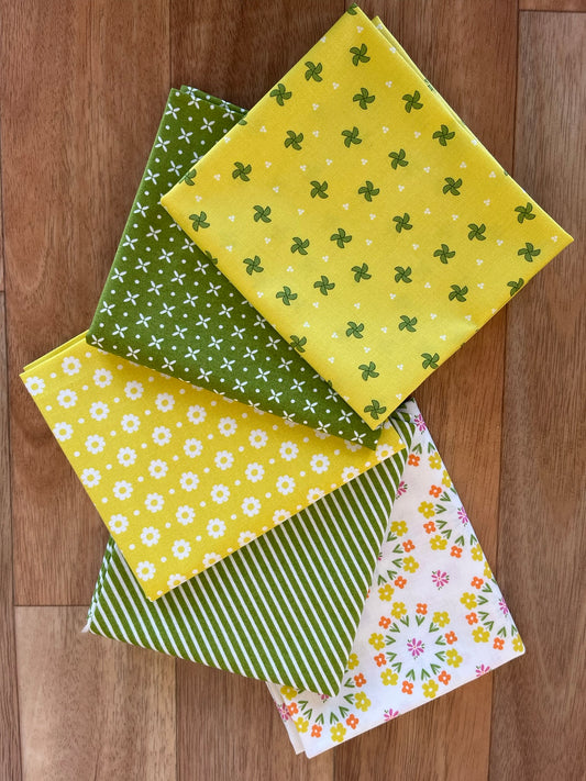 Laguna Sunrise Greens Citrine Fat Quarter Bundle by Sherri and Chelsi for Moda Fabrics