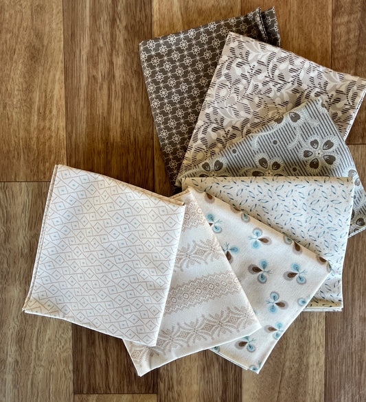 Laundry Basket Browns Creams Fat Quarter Bundle by Andover Fabrics