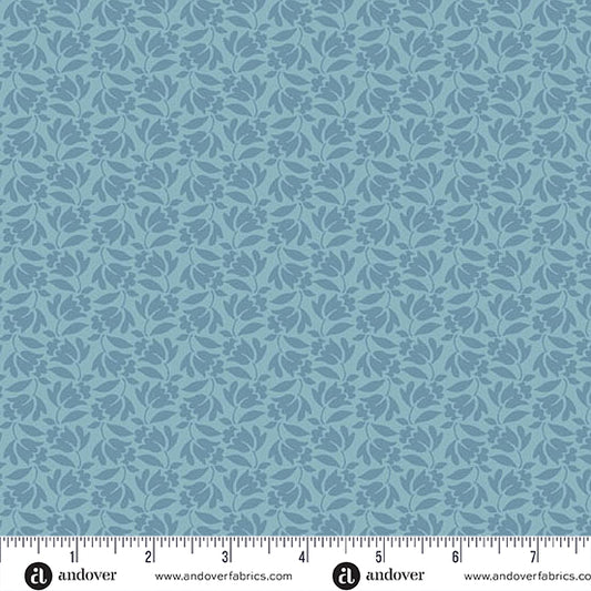 Special Delivery Lilybell Faded Blue A10474B1 by Laundry Basket Quilts for Andover Fabrics (sold in 25cm increments)