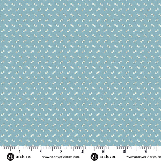 Special Delivery Double Daisy Blueberry A10478B by Laundry Basket Quilts for Andover Fabrics (sold in 25cm increments)