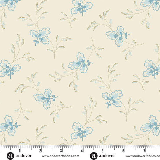 Special Delivery Floating Leaves Tranquil A10480L by Laundry Basket Quilts for Andover Fabrics (sold in 25cm increments)