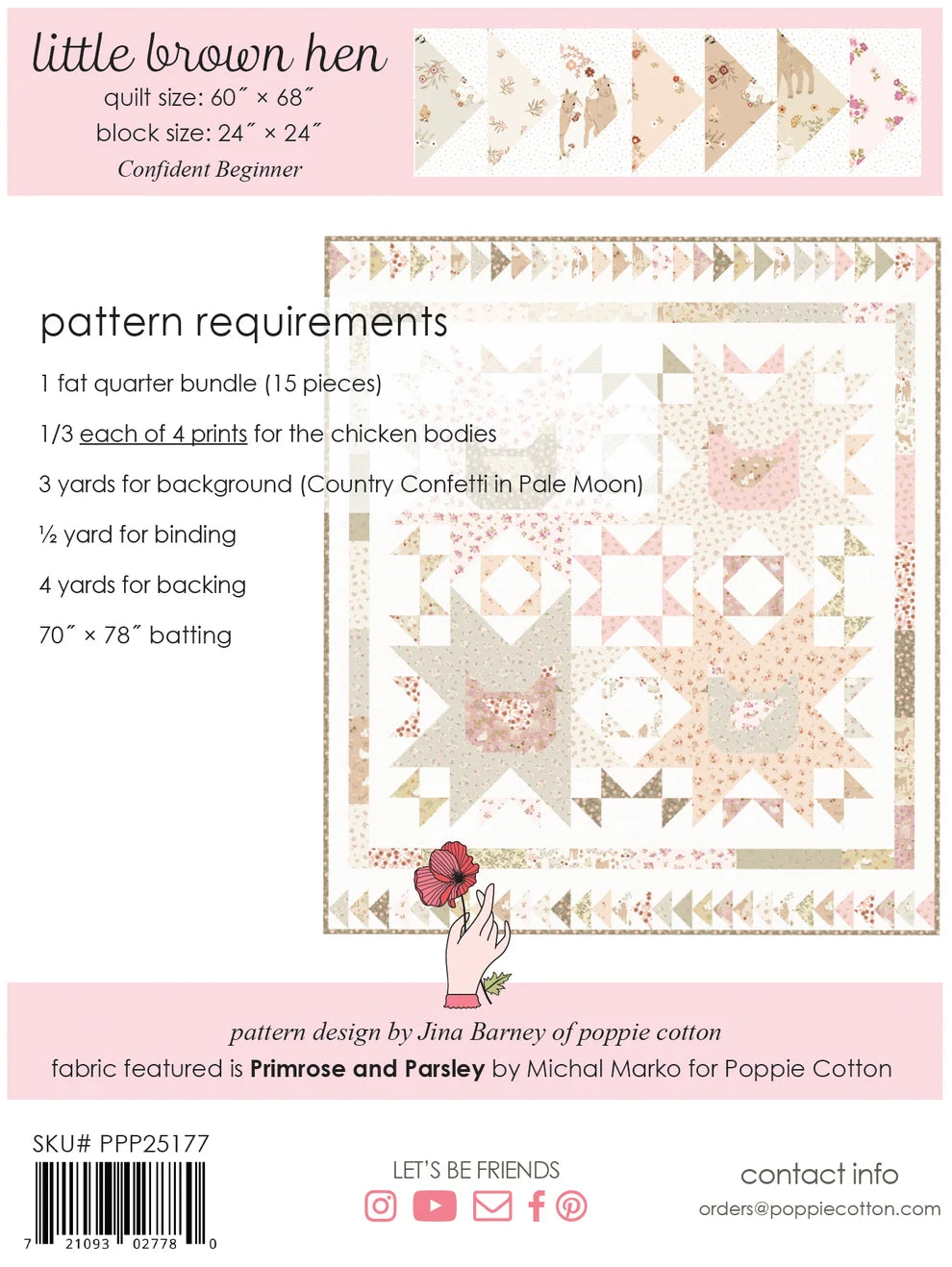 Little Brown Hen Quilt Pattern by Poppie Cotton – The Rural Stitch Co