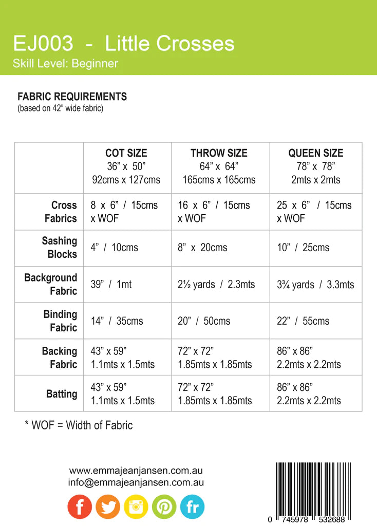 Little Crosses Quilt Pattern by Emma Jean Jansen