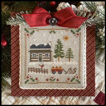 Log Cabin Christmas 1 - Log Cabin Squirrel Cross Stitch Pattern Little House Needleworks