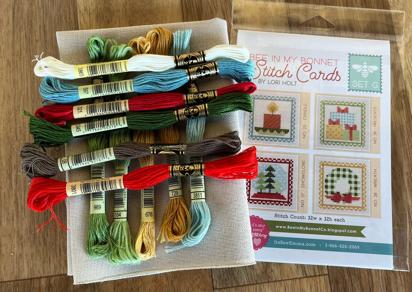 Stitch Card G Cross Stitch pattern, Thread and Evenweave Kit curated by The Rural Stitch Co