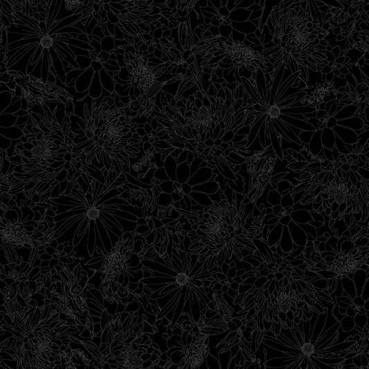 Solitaire Blossom Black MAS328-J by Maywood Studio (sold in 25cm increments)
