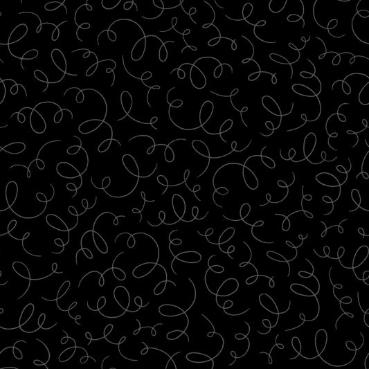 Solitaire Ribbons Black MAS333-J by Maywood Studio (sold in 25cm increments)