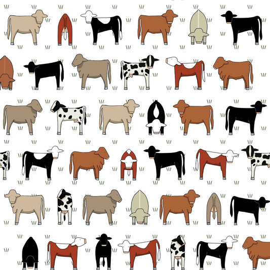 Mixed Cows on White by Red Tractor Designs (sold in 25cm increments)