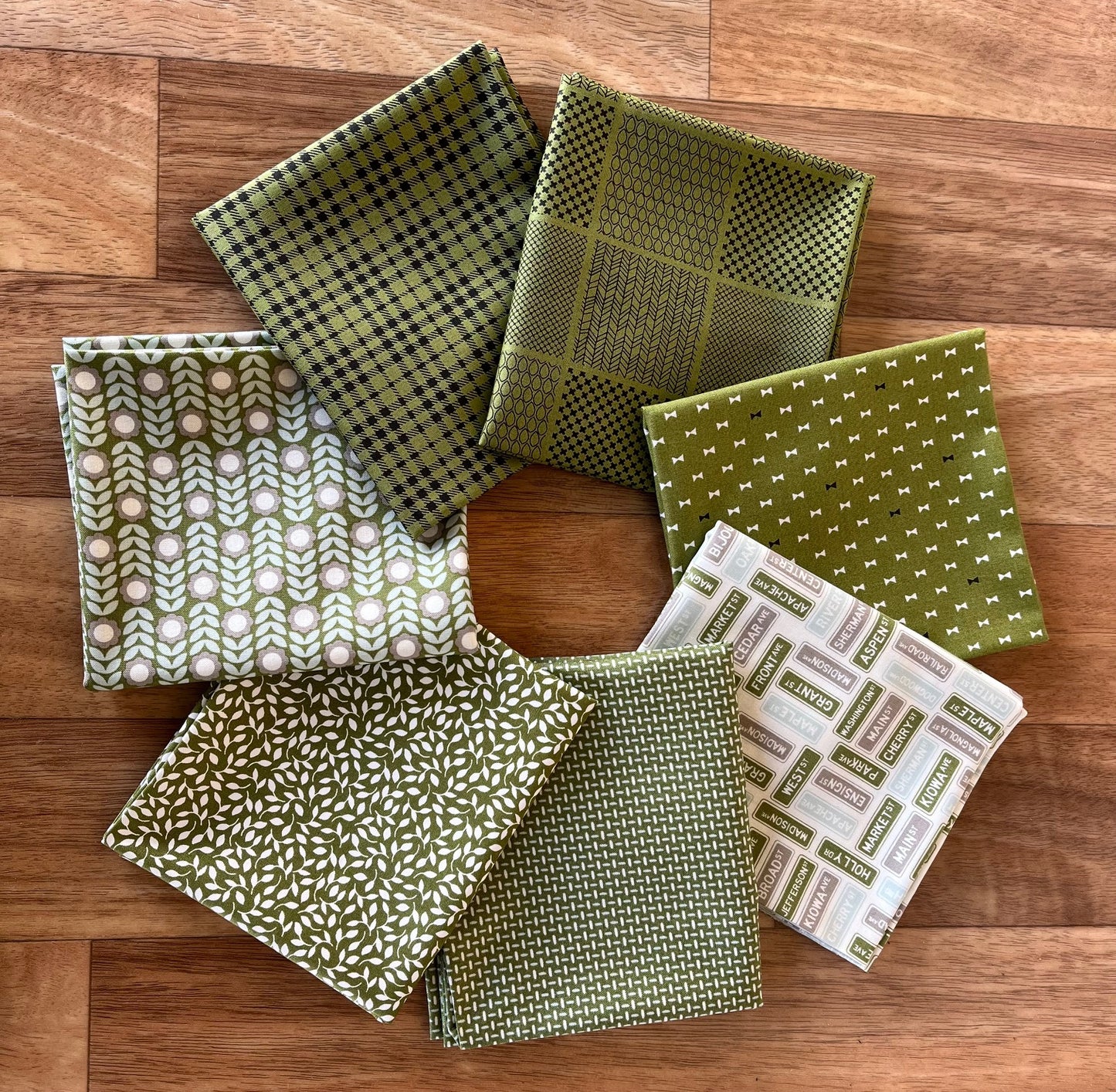 Main Street Greens Fat Quarter Bundle by Sweetwater for Moda Fabrics