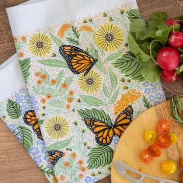 Monarch Garden Tea Towel by Gingiber