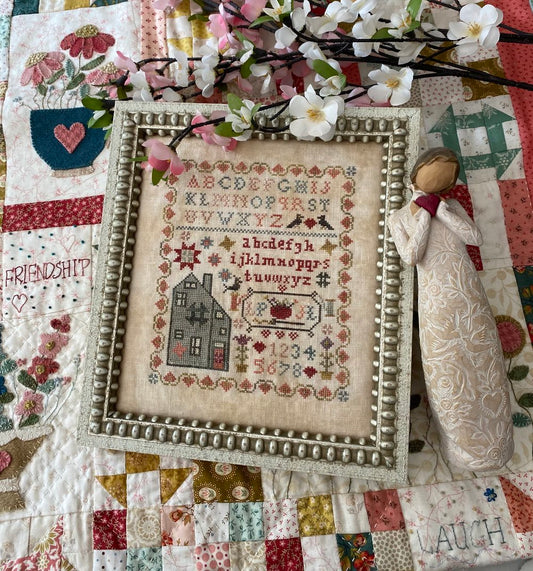 Mother Daughter Everlasting Friendship Sampler Cross Stitch Pattern Pansy Patch Quilts and Stitchery