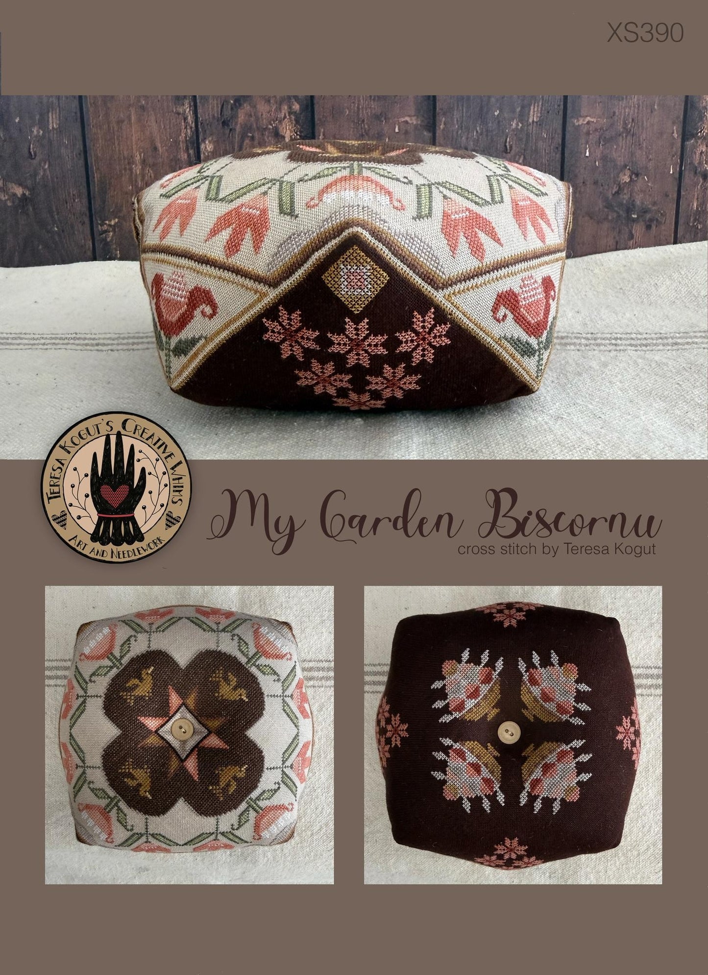 My Garden Biscornu Cross Stitch pattern by Teresa Kogut