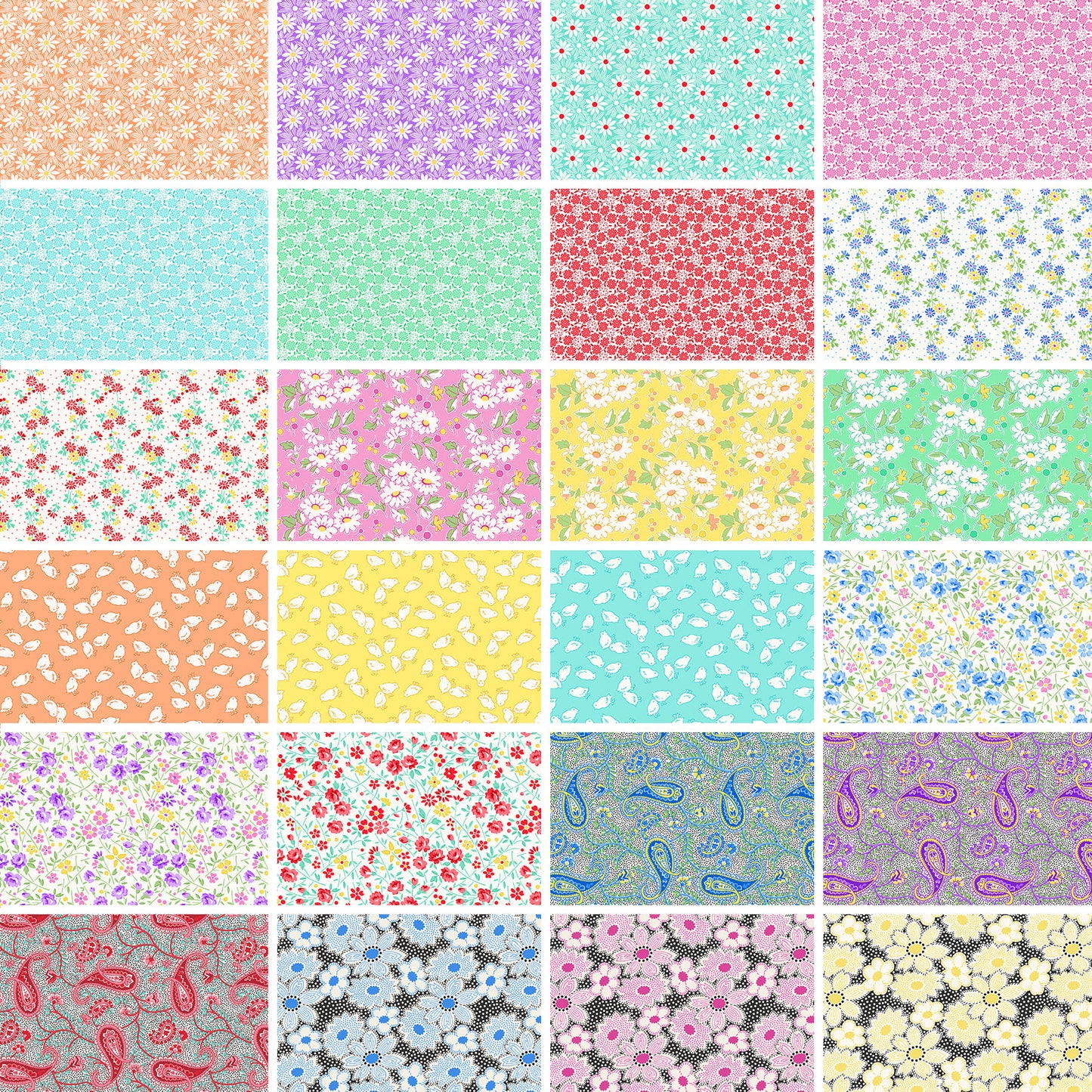 Nana Mae 7 Wild Flowers Cream Lilac 902-05 by Henry Glass Fabrics (sold in 25cm increments)